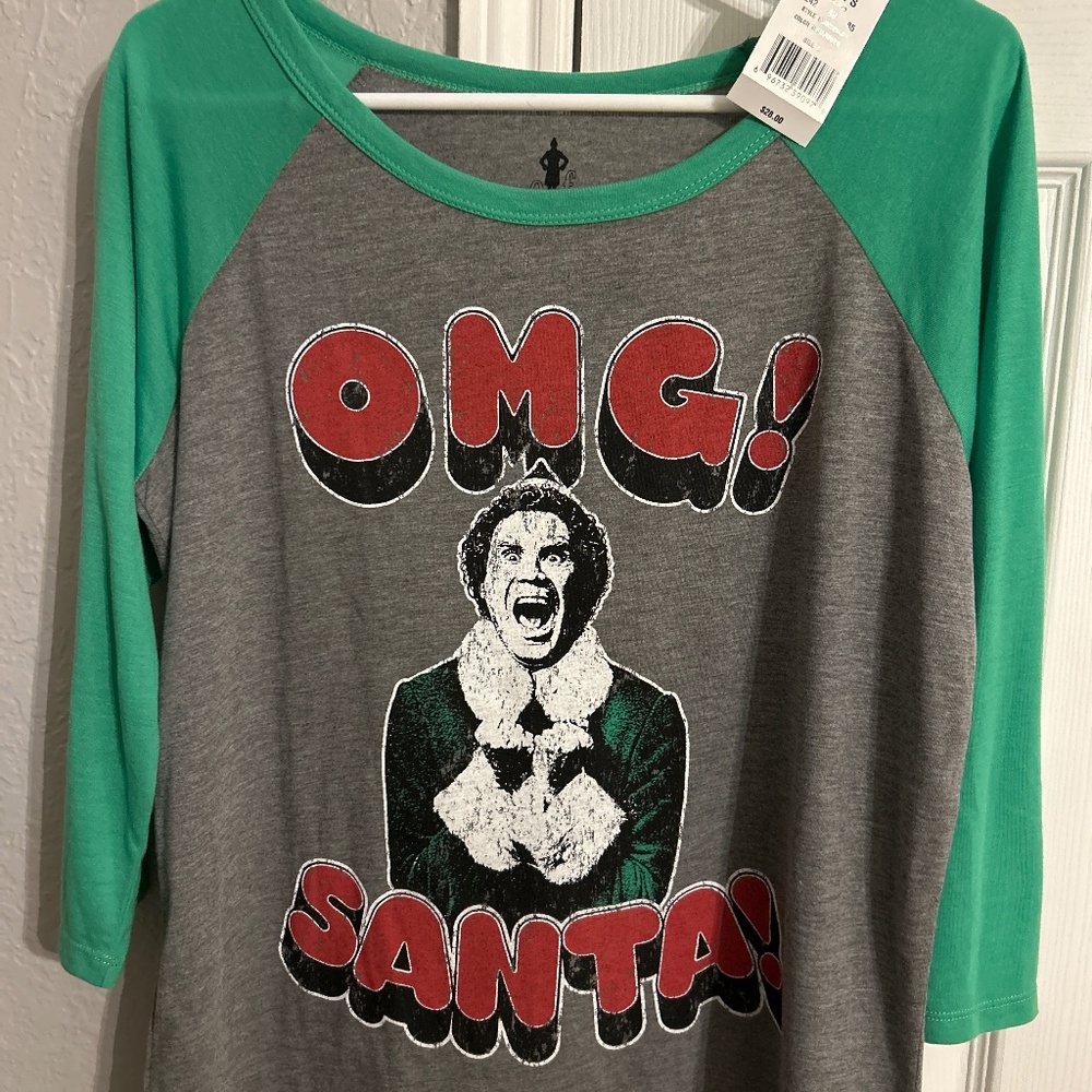 Source Unknown Green & Gray 'OMG! Santa!' Raglan Long Sleeve Tee